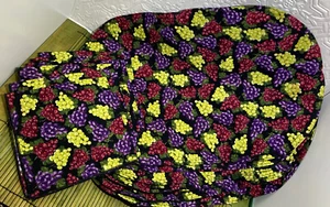 Set of 5 Handmade Oval Fabric Purple Green Grapes Oval Placemats & 12" Napkins - Picture 1 of 4
