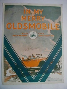 IN MY MERRY OLDSMOBILE Sheet Music 1905 Waltz Song w Classic Car artwork 1920s - Picture 1 of 2