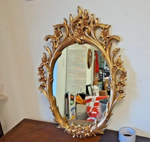 Vintage Syracuse Ornamental Co. Inc Syroco Gilded Gold Floral Ornate Wall Mirror - Picture 1 of 14