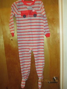 BOYS JUST ONE YOU BY CARTERS 4T FOOTED PAJAMAS FIRE TRUCK THEMED FLEECE - Picture 1 of 4