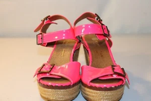 Eric Michael Hot Pink Espadrille Wedges Strappy Size 6 - Picture 1 of 7