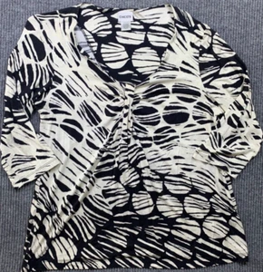 Chicos Twist Front Top Womens 3 XL Abstract Artsy Stripe Polka Dot Zebra Mobwife - Picture 1 of 9