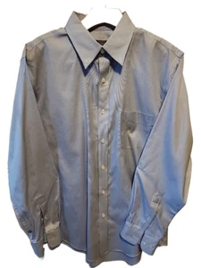 Merona: Blue Pinstripe Long Sleeve Button Down Dress Shirt, Mens Medium  - Picture 1 of 8