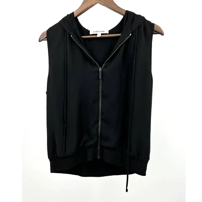 Elizabeth James Zipper Vest Hoody Black Full Zip Women's Size 2 Foto 1 de 4