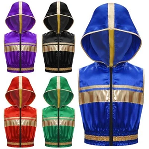 Kids Boys T-Shirt Stage Hoodie Sports Vest Color Block Waistcoat Activewear - Picture 1 of 30