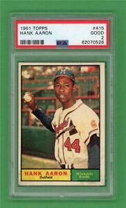 1961 Topps #415 Hank Aaron ** PSA Good 2 ** Milwaukee Braves * old baseball card