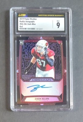 Zach Allen 2019 Obsidian Red Etch Rookie Auto #4/10 RC CSG 9 w/ 10 Auto Rare - Image 1 of 4