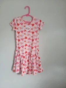 New - 5/6 Dress Dot Dot Smile Girl's Youth Pink Hearts Twirl Flapper - Picture 1 of 2