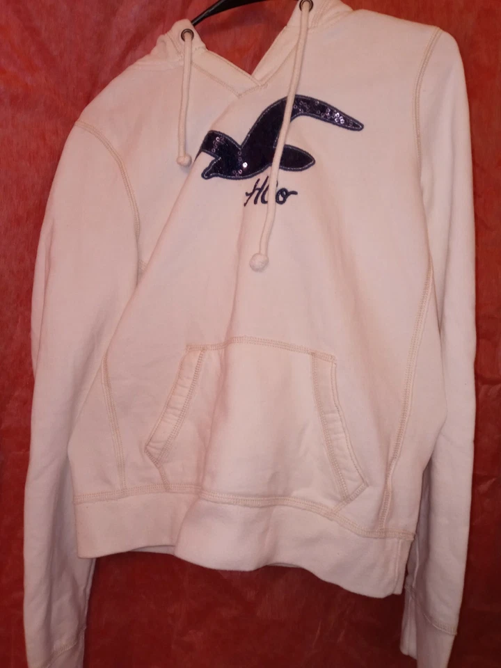 Sudadera con capucha Hollister blanca para mujer (L) limpia. Foto 1 de 2