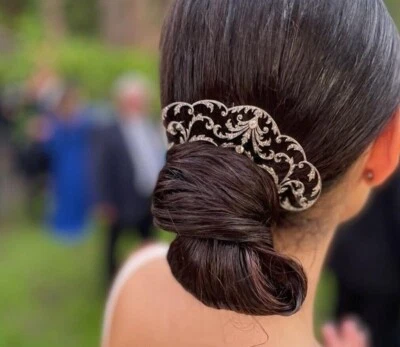 Ювелирные изделия из стерлингового серебра 925 пробы с фианитами в винтажном стиле элегантная заколка для волос - Изображение 1 из 4