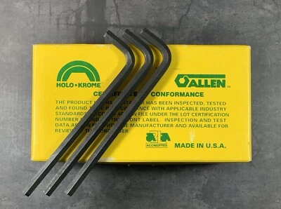 ALLEN LONG ARM HEX KEY 5/16" WRENCH 6-3/8" LONG HOLO-KROME 3pcs USA Made - Image 1 of 2