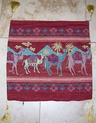 17"x17" Turkish Cotton Blend Camel Pattern Pillow Cover 5 Colors - Image 1 of 4