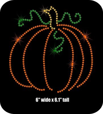 Elección de 6" o 9" Halloween Acción de Gracias Calabaza Hierro en transferencia de diamantes de imitación Foto 1 de 4