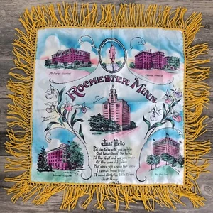 Rochester Minnesota Vintage Silk Pillow Sham "Just Say Hello" Tassels 16x17" - Picture 1 of 13