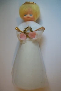 Vintage Tree Topper Girl Caroler Tulle Felt Cardboard Plastic Head - Picture 1 of 12