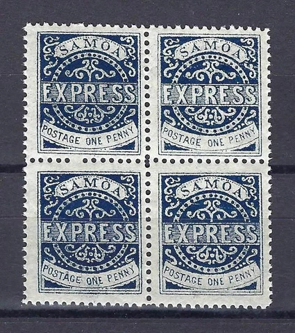 Samoa 1877 Sc# 1 Express REPRINT block 4 MNH Cover