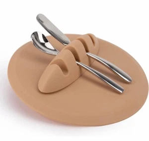 Silicone Spoon & Utensil Rest Holder & Drip Pad Heat Resistant BPA-Free Brown