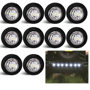 10x White 3/4" Round LED Side Marker Lights Trailer Truck Caravan Lorry 12V 24V - Picture 1 of 10