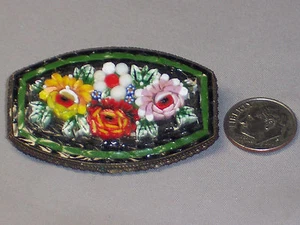 VINTAGE HANDGEFERTIGTE MOSAIK GROSSE ANSTECKNADEL MIT BLUMEN - MADE IN ITALY - Bild 1 von 4