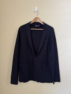 Cárdigan Ralph Lauren Etiqueta Púrpura Blazer Chaqueta Abrigo Tejido Lana Azul Marino Grande Foto 1 de 4