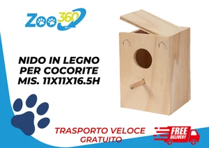 NIDO IN LEGNO PER COCORITE MIS.11x11x16.5h + TRASPORTO GRATIS - Foto 1 di 1