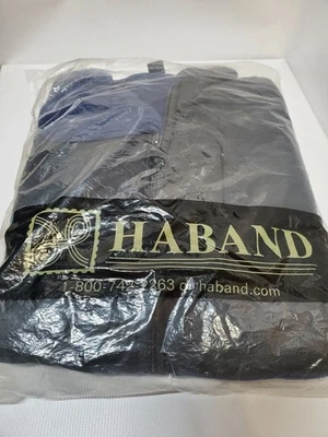 Chaqueta cortavientos vintage Haband abrigo azul negro suéter grande cremallera completa #6057 Foto 1 de 3