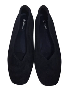 Vivaia Margot 2.0 Ballet Flats Navy Blue V-Cut Square Toe Size EUR 41.5 US 10 - Picture 1 of 10