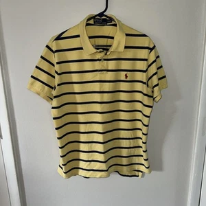 Polo Ralph Lauren Shirt Men’s XL Yellow Blue Stripes Short Sleeve Preppy Pony - Picture 1 of 6