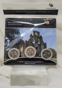 Juego de 3 monedas PDS San Antonio Missions 2019 OGP 25c America the Beautiful - Imagen 1 de 1
