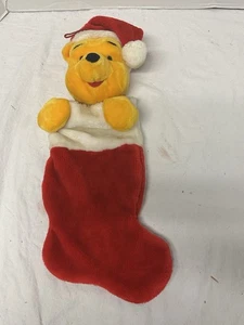 Walt Disney Winnie The Pooh Christmas Stocking 3D Head Plush Holiday Vintage 20” - Picture 1 of 4