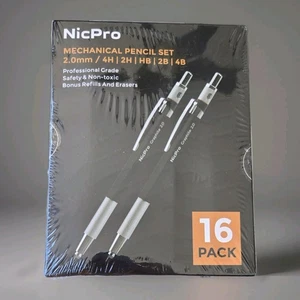 Nicpro 16 Pieces 2.0 mm Mechanical Pencil Set Professional Grade   New Sealed - Picture 1 of 2