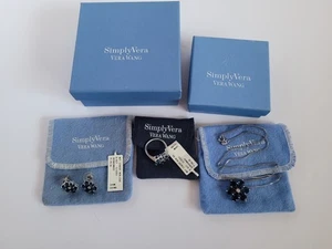Simply Vera Wang weiß CZ & Cry Halskette Ohrringe Ring Größe 7 Suite Set in Boxen - Bild 1 von 13
