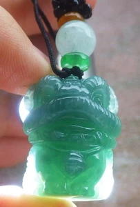 Video Certified Icy Green Natural A Jade jadeite Pendant Lion Cartoon 706746 AS - Picture 1 of 13