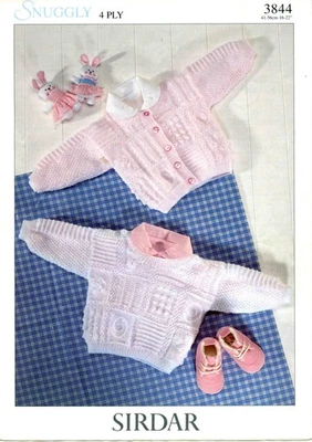 Boy Girl Child Cardigan Sweater 41-56cm 16-22inch Sirdar 4ply 3844 pattern PRINT - Image 1 of 3