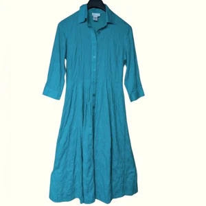 Coldwater Creek türkis Baumwolle Shirtwaist Kleid Größe 8 - Bild 1 von 9
