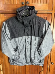Cabelas Outdoor Jacket Men's Size Large Gray/Black Windbreaker Packable W/Hood - Picture 1 of 12
