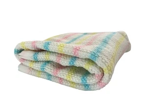 Manta de bebé Beacon de colección tejido abierto acrílico nailon ribete pastel rayas Lovey - Imagen 1 de 8