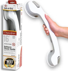 Safe-er-Grip 16" Suction Cup Grab Bar for Bathtub & Shower Safety Handle White - Picture 1 of 7