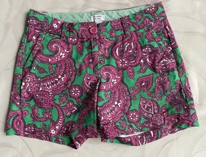 Crown & Ivy Caroline Shorts sz 2 Green Pink Paisley Pockets 30 x 4.75 - Picture 1 of 6