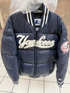 Starter Authentic MLB New York Yankees Leather Bomber Down Fill Jacket Medium - Bild 1 von 3