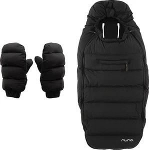 NEW Nuna CAVIAR Black Winter Pushchair Kit - Footmuff Coseytoes + Mitts - BOXED - Picture 1 of 6