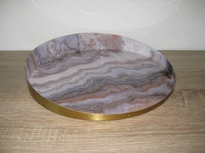 LAWRENCE GREY Servier Tablett ⌀30 Marmor/Gold Look Dekoration Schale Obstteller - Bild 1 von 4