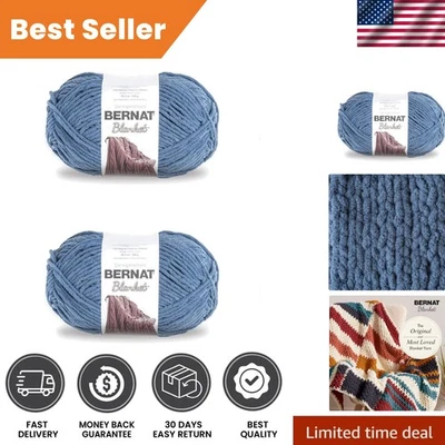 Elegante hilo de chenilla azul country - súper voluminoso 300 g, perfecto para mantas Foto 1 de 4