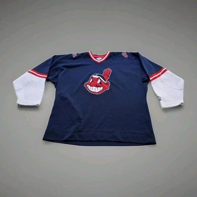 Vintage Starter Cleveland Indians Chief Wahoo MLB Hockey Style Jersey Adult XL - Image 1 of 4