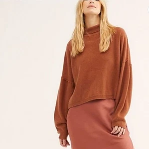 Suéter cuadrado Free People So High So Low cuello falso/cuello tortuga 100 % cachemir pequeño - Imagen 1 de 12