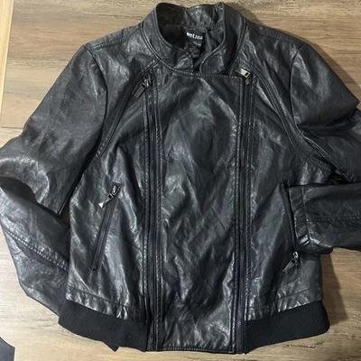 Wet Seal Jacket Women’s XL Black Faux Leather Moto Biker Jacket Foto 1 de 4