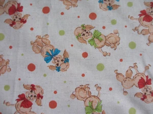 KOKKA Cotton Canvas Fabric CORAL PINK POODLES with Bows 23" X 22" - Picture 1 of 5