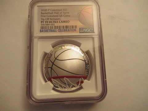 2020 US Mint Basketball Hall of Fame Silver Dollar,colorized,  NGC PF70 Ultra Ca Cover