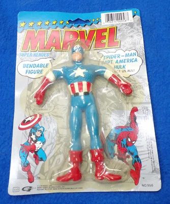 Фигурка Marvel Super Heroes Captain America Bendable Figure NOC 1990 Henry Gordon No.958 - Изображение 1 из 2