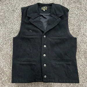 VTG Wyoming Traders Men's M Black Wool Western Rodeo Vest Cowboy USA - Picture 1 of 6